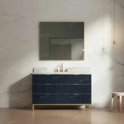 Blue Solid Wood Vanity